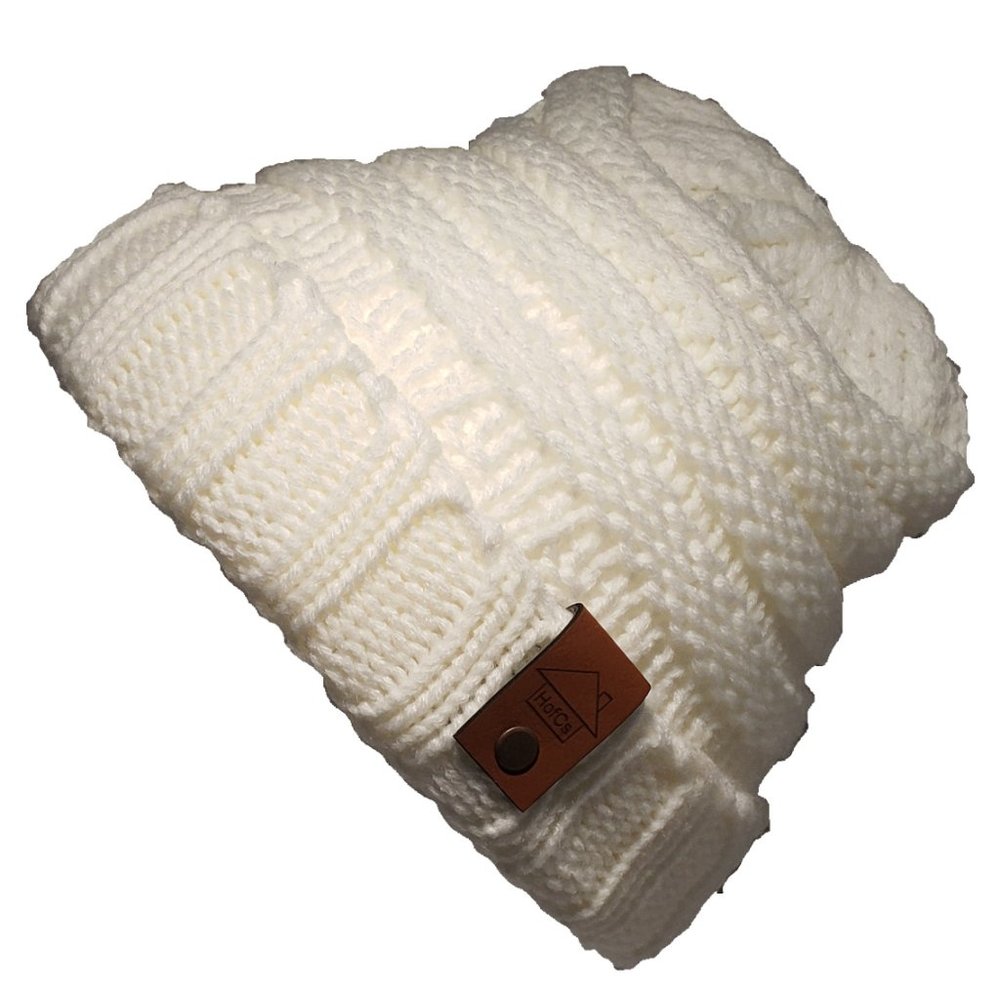 HofCs 1 Pack Child Knit Hat (White with Rawhide Tag)